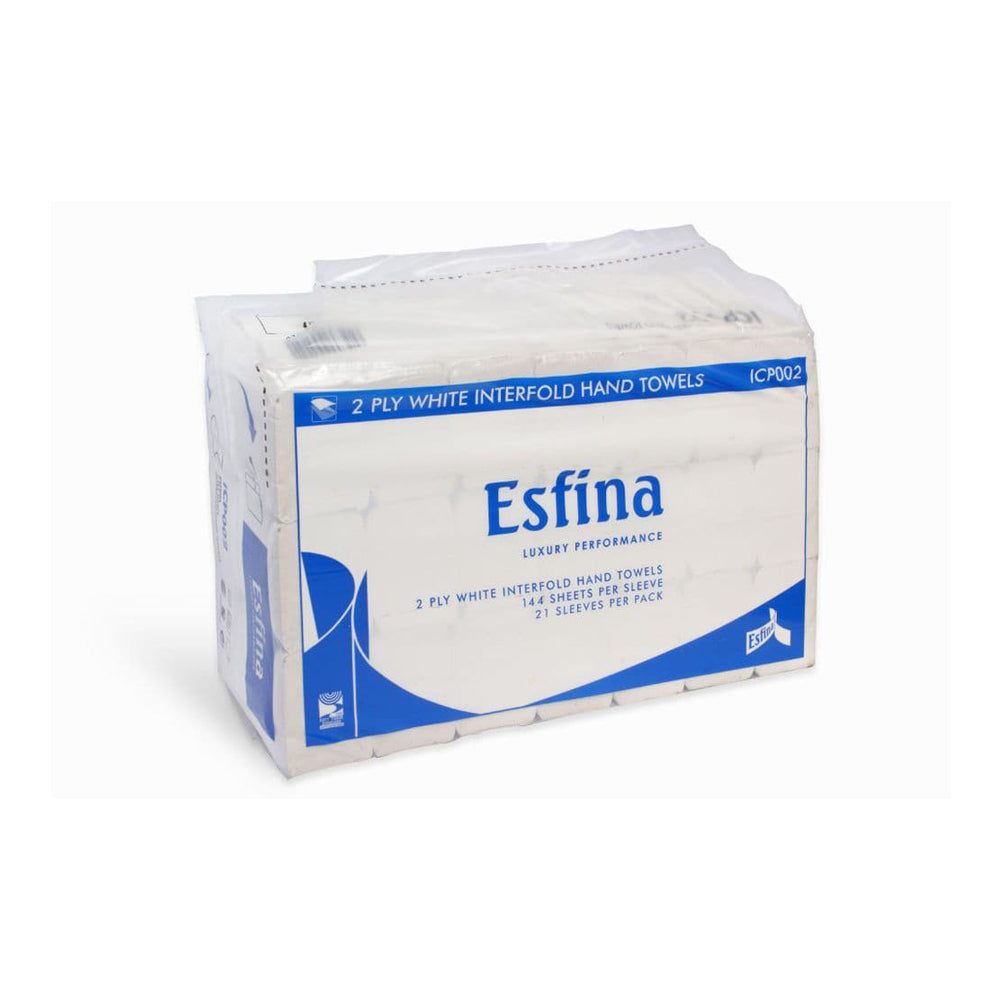Esfina KR0241 Interfold White 2 Ply Hand Towels (Case 3000)