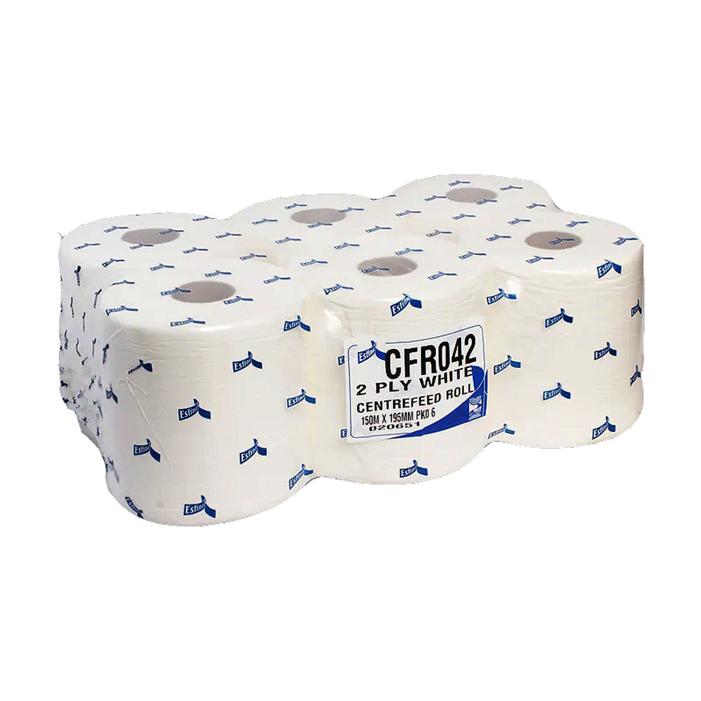 Pure White Roll KR0156 Centrefeed 150M 2 Ply (6 Rolls)