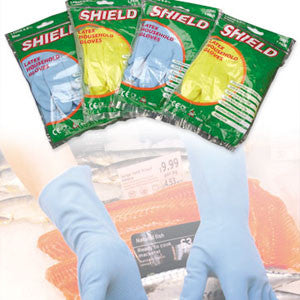Medium weight, coloured rubber household gloves: S, M, L & XL (Pair)