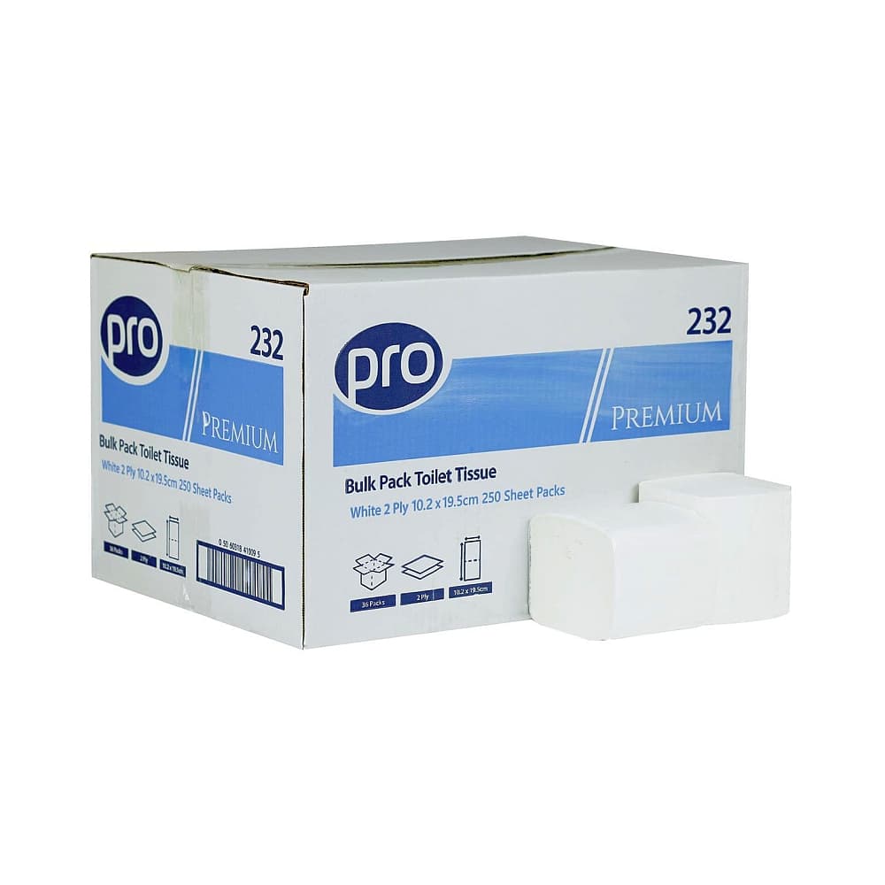 Bulk Pack Toilet Tissue Premium 2 Ply White 250 Sheet (Case 9000)
